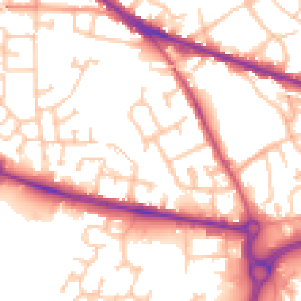 Daytime road noise heatmap for WV14 0HY