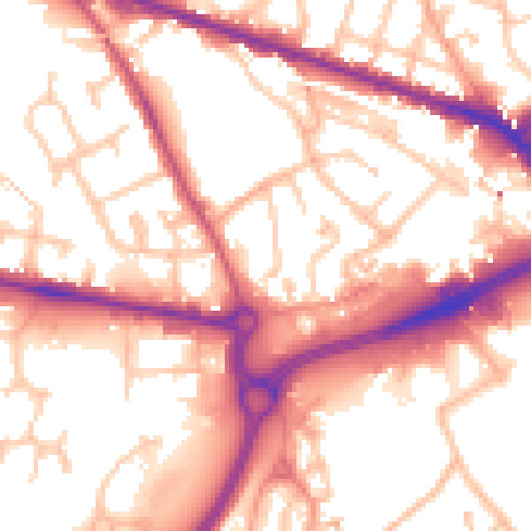 Daytime road noise heatmap for WV14 0JA