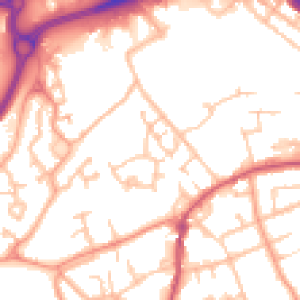 Daytime road noise heatmap for WV14 0JR