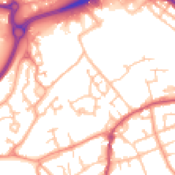 Daytime road noise heatmap for WV14 0JS
