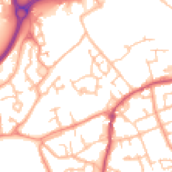 Daytime road noise heatmap for WV14 0JT