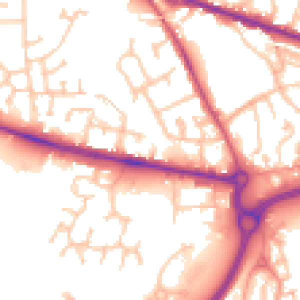 Daytime road noise heatmap for WV14 0QU