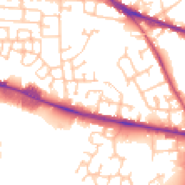 Daytime road noise heatmap for WV14 0RJ