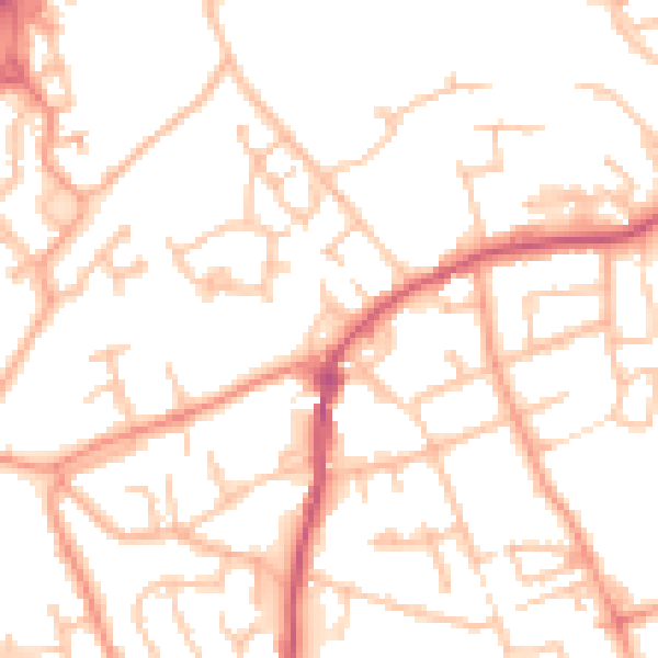 Daytime road noise heatmap for WV14 0SN