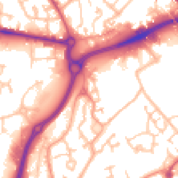 Daytime road noise heatmap for WV14 0SU