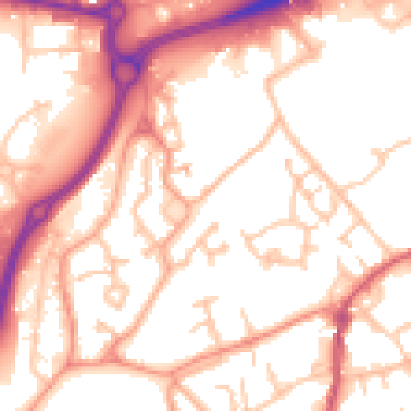 Daytime road noise heatmap for WV14 0SW