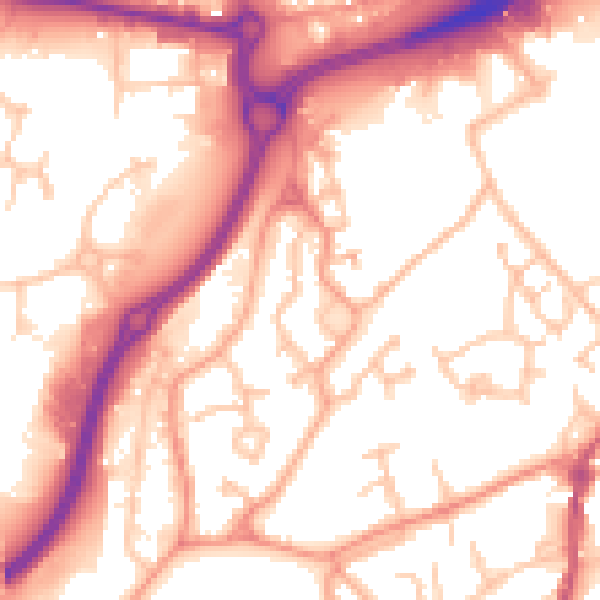 Daytime road noise heatmap for WV14 0SY