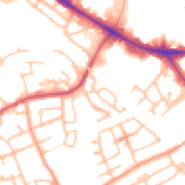 Daytime road noise heatmap for WV14 0TS