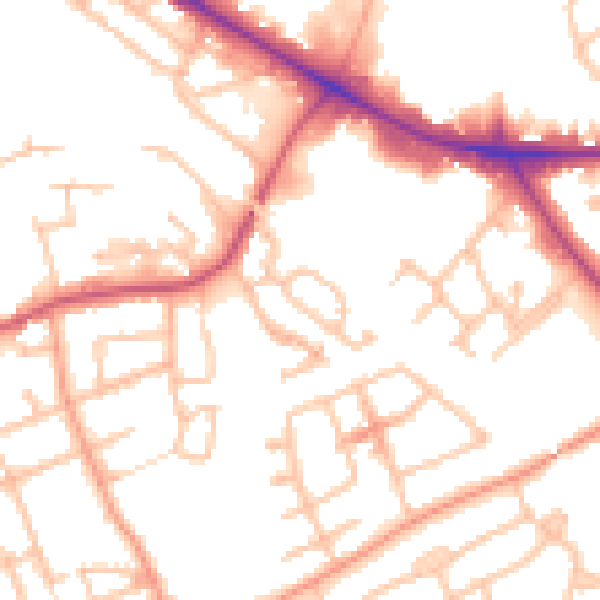 Daytime road noise heatmap for WV14 0TT