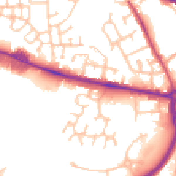 Daytime road noise heatmap for WV14 0UA
