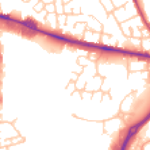 Daytime road noise heatmap for WV14 0UB