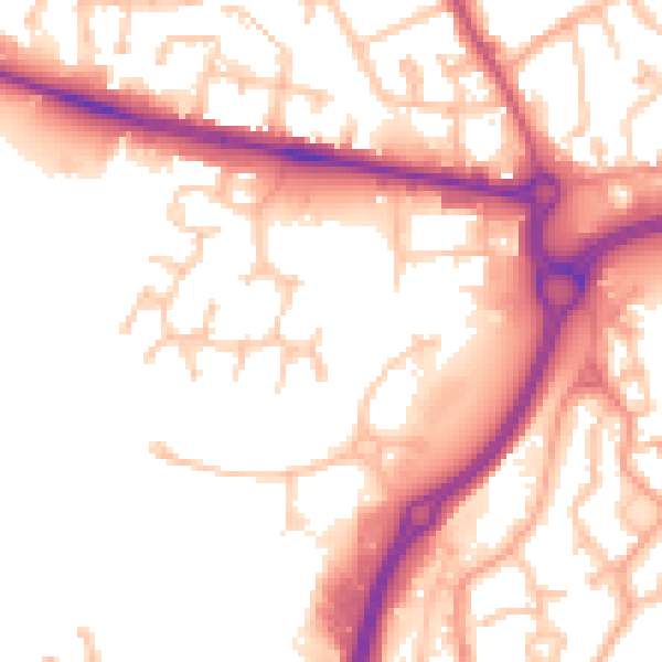 Daytime road noise heatmap for WV14 0UD