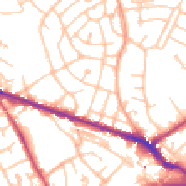 Daytime road noise heatmap for WV14 6AU