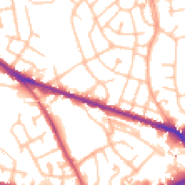Daytime road noise heatmap for WV14 6BA
