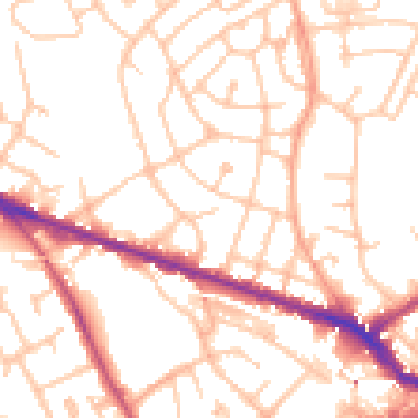 Daytime road noise heatmap for WV14 6BX