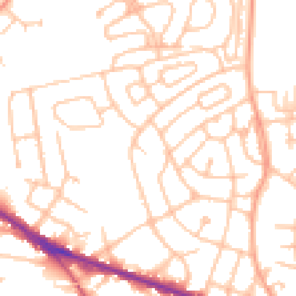 Daytime road noise heatmap for WV14 6DB