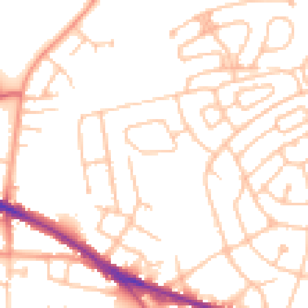 Daytime road noise heatmap for WV14 6EG