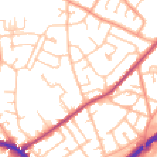 Daytime road noise heatmap for WV14 6JP