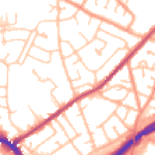 Daytime road noise heatmap for WV14 6JW