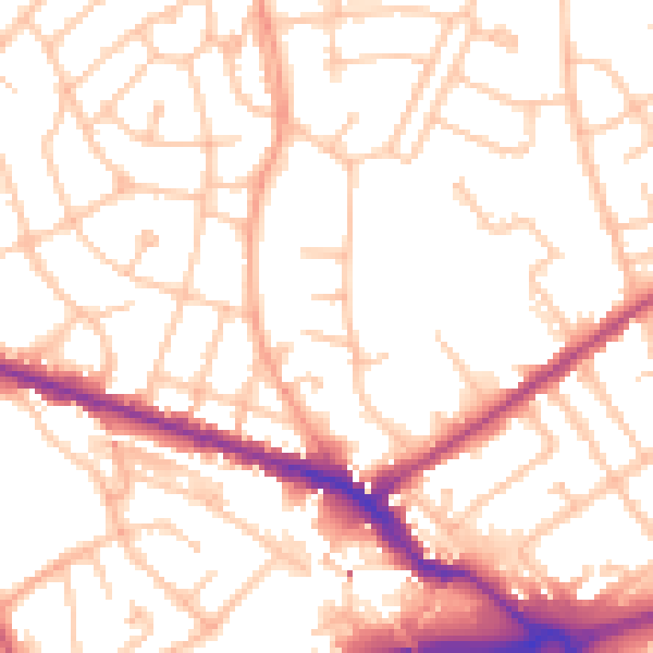 Daytime road noise heatmap for WV14 6ND