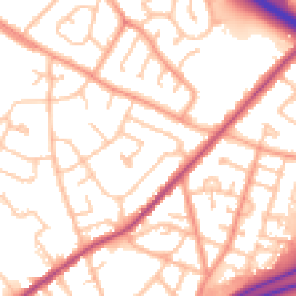 Daytime road noise heatmap for WV14 6NY