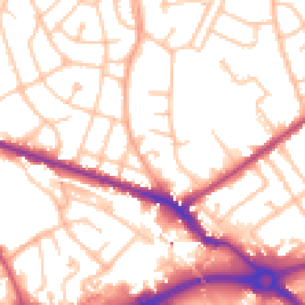 Daytime road noise heatmap for WV14 6PS