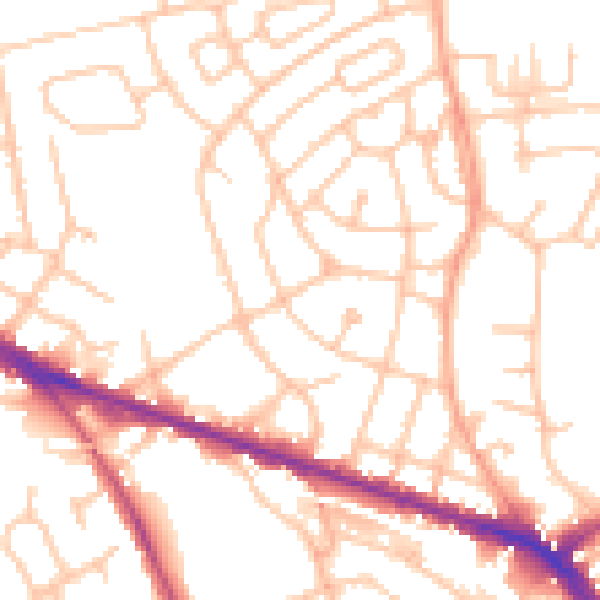 Daytime road noise heatmap for WV14 6QQ