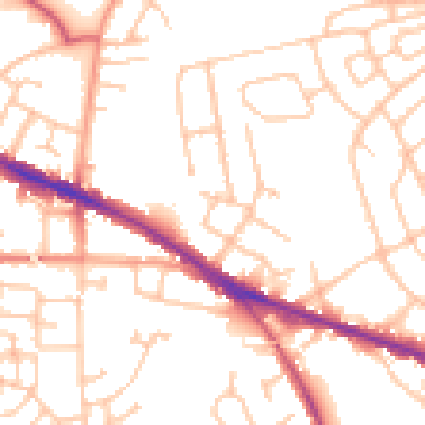 Daytime road noise heatmap for WV14 6RZ