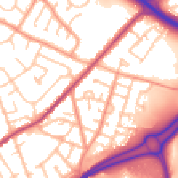 Daytime road noise heatmap for WV14 7AR
