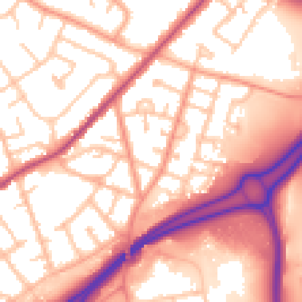 Daytime road noise heatmap for WV14 7AX