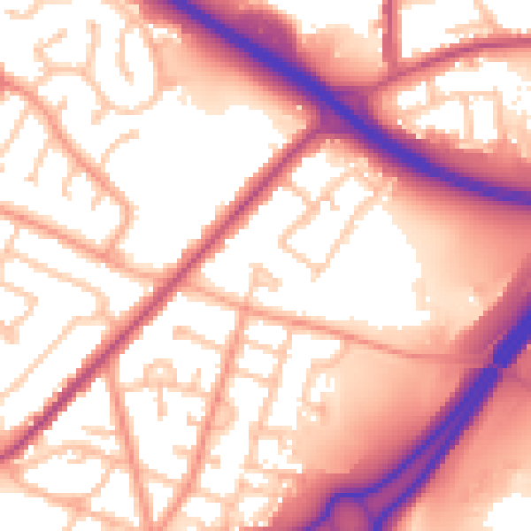 Daytime road noise heatmap for WV14 7BN