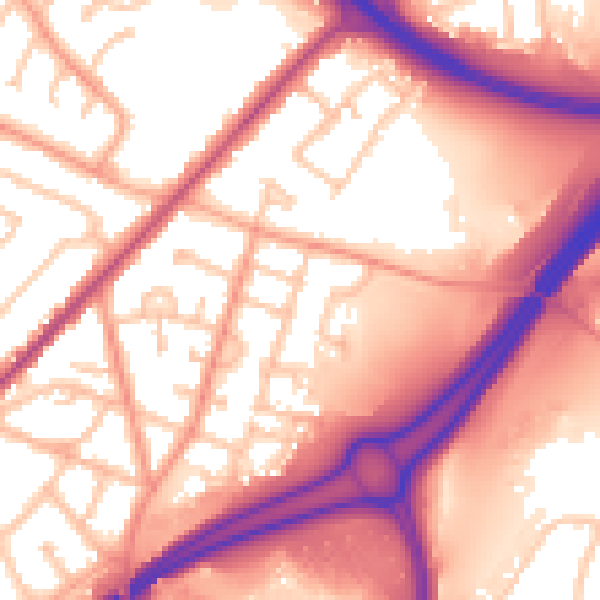 Daytime road noise heatmap for WV14 7BQ