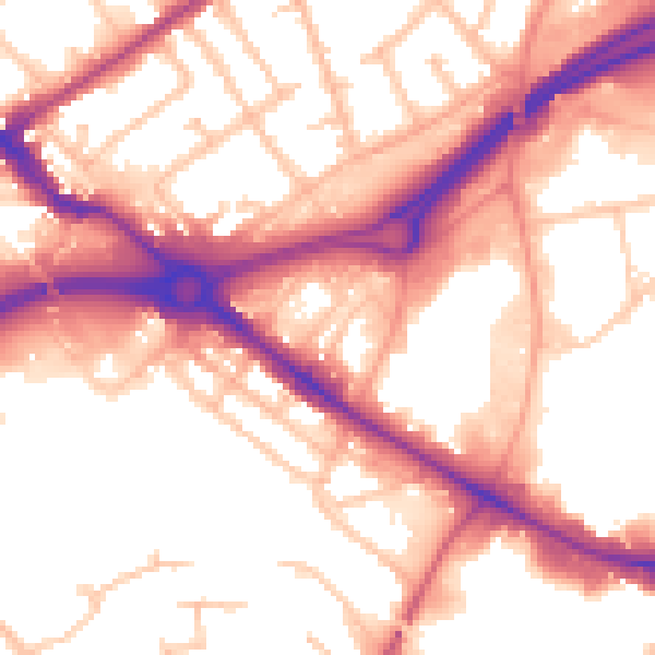 Daytime road noise heatmap for WV14 7EL