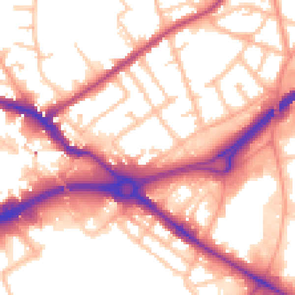 Daytime road noise heatmap for WV14 7ET