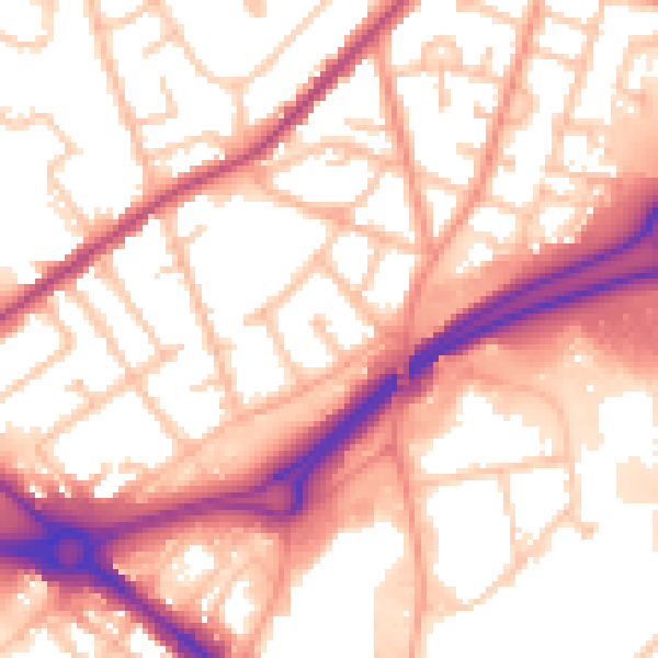 Daytime road noise heatmap for WV14 7HU