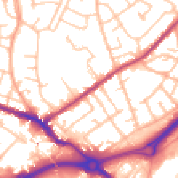 Daytime road noise heatmap for WV14 7NE