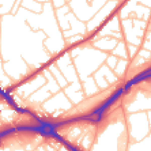 Daytime road noise heatmap for WV14 7NS
