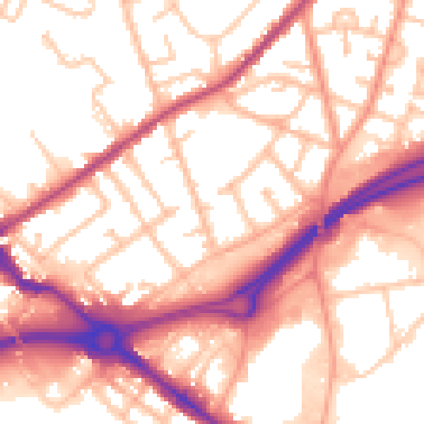 Daytime road noise heatmap for WV14 7NT