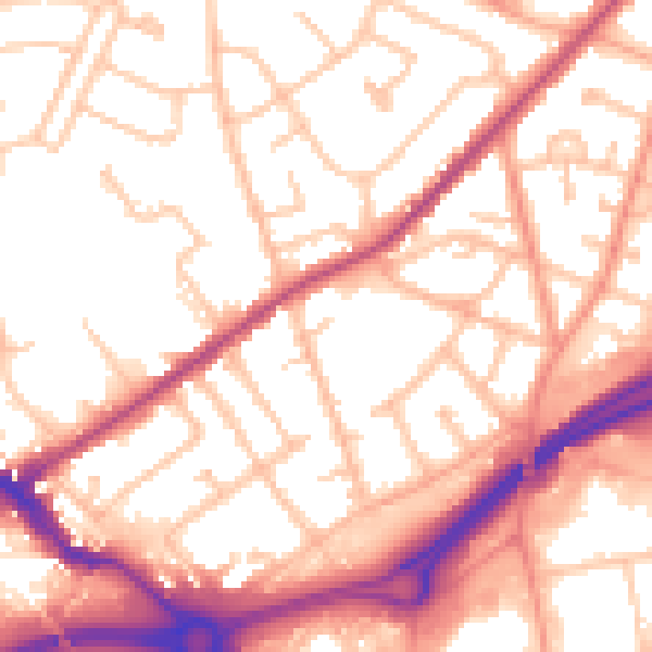 Daytime road noise heatmap for WV14 7NX