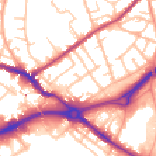 Daytime road noise heatmap for WV14 7PD
