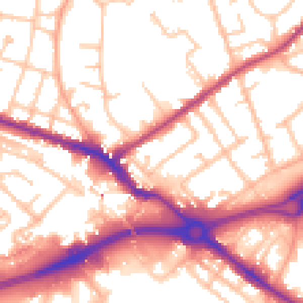 Daytime road noise heatmap for WV14 7PQ