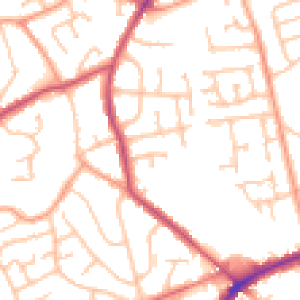 Daytime road noise heatmap for WV14 8AL