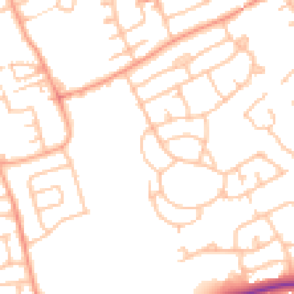 Daytime road noise heatmap for WV14 8AZ