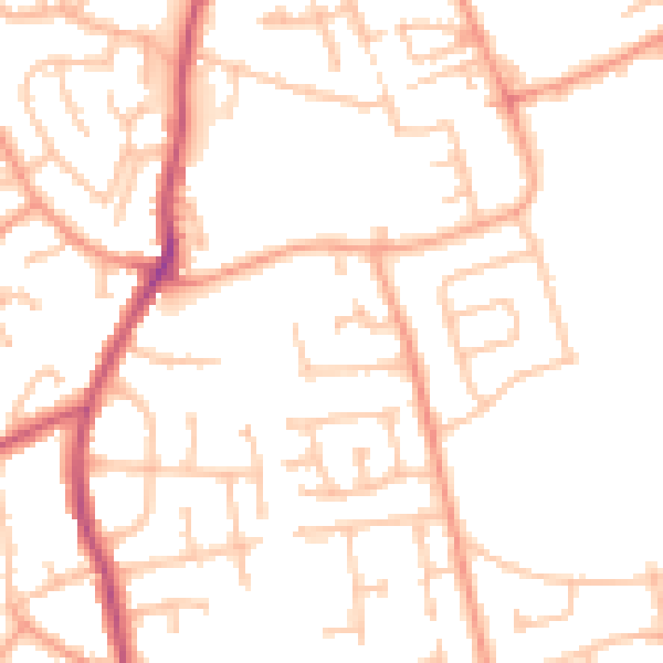 Daytime road noise heatmap for WV14 8DJ