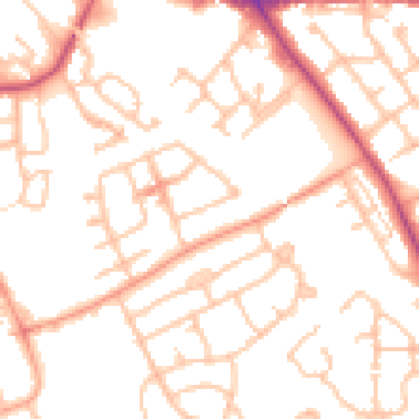 Daytime road noise heatmap for WV14 8EE