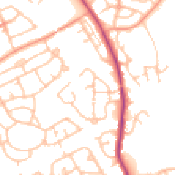 Daytime road noise heatmap for WV14 8GL