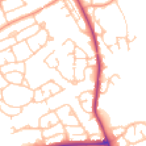 Daytime road noise heatmap for WV14 8GY