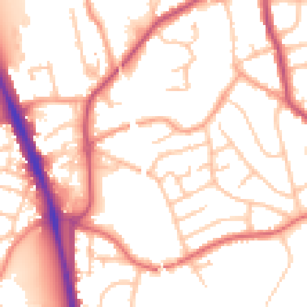 Daytime road noise heatmap for WV14 8HF