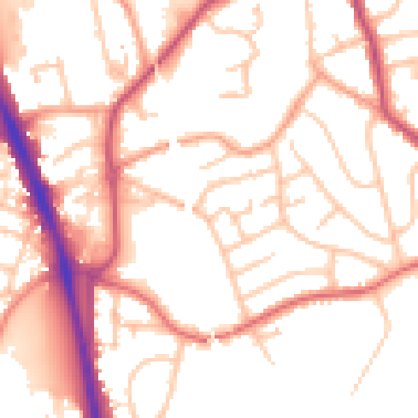 Daytime road noise heatmap for WV14 8HG