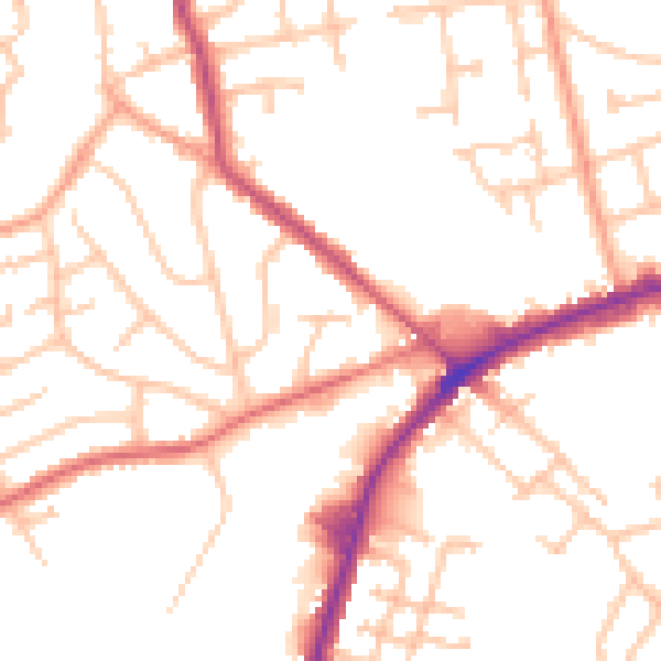 Daytime road noise heatmap for WV14 8JJ